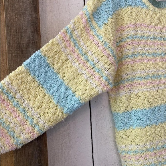 Vintage 80s Pastel Yellow Fairy Kei Boucle Blouson Sweater by Here’s A Hug M/L - Picture 8 of 13